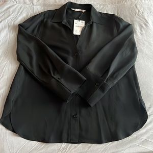 Zara Satin Effect Black Blouse Size M New